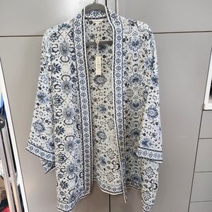 NWT MAX STUDIO BLUE FLORAL DUSTER - SIZE 3X